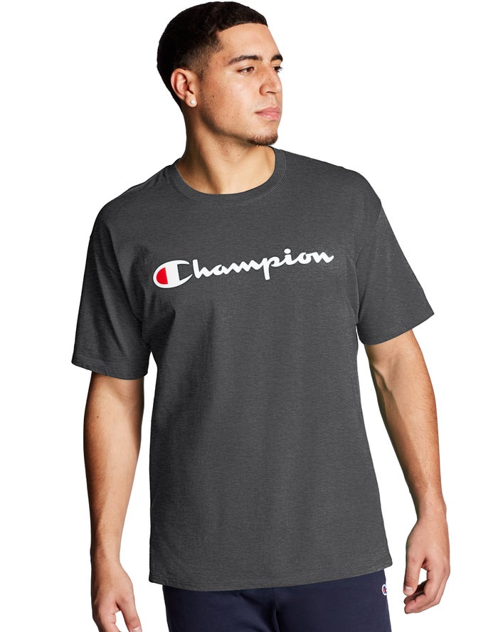 Camiseta Champion Hombre - Classic Jersey Script Logo ( Gris Oscuro ) 9315648-JF